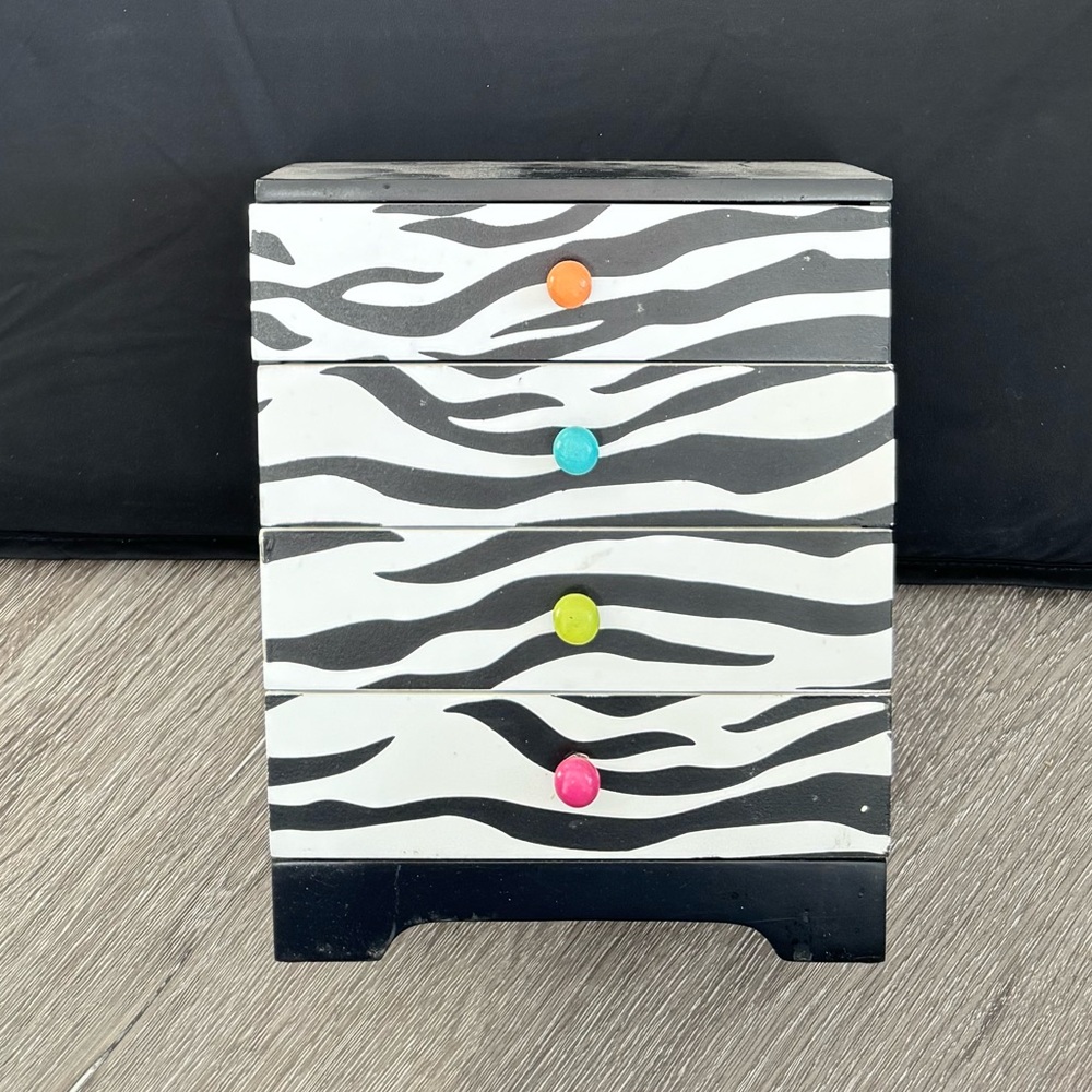 Y2K Zebra print jewelry box